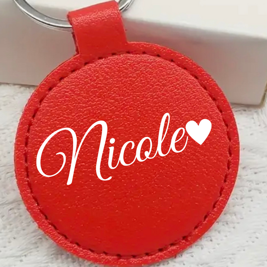 Custom Leather Circle Keychain |Unique Gift