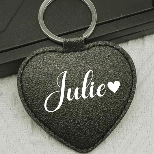 Custom Leather Heart Keychain | Unique Gift for Loved Ones